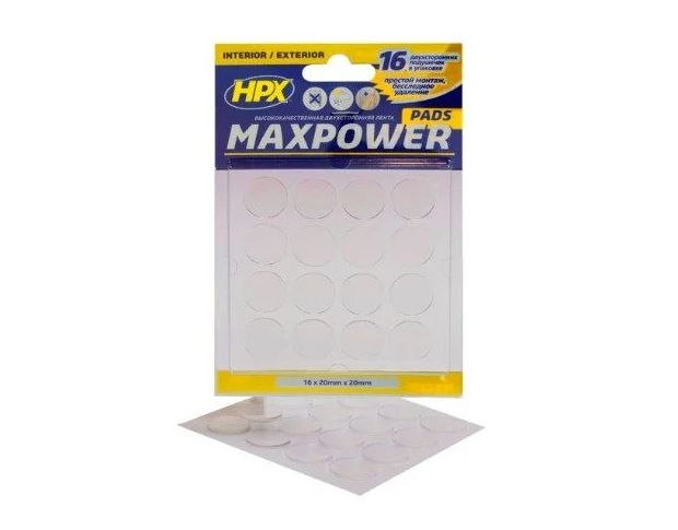 Высечка из двухсторонней ленты (акриловая) HPX MAXPOWER HT2020CR 20 mm х 20 mm (16 шт./уп)