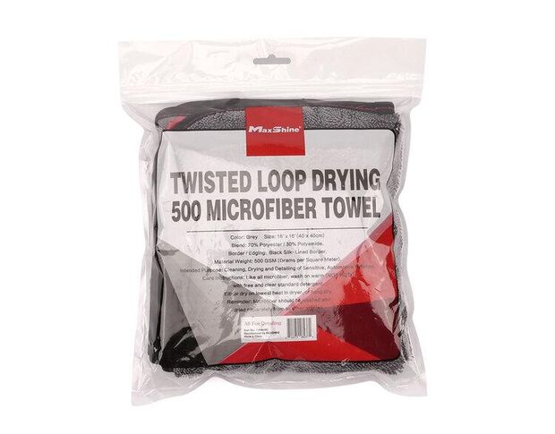 MaxShine Twisted Loop Microfiber Towel - Мікрофібровий рушник з оверлоком, сірий 40 х 40 cm