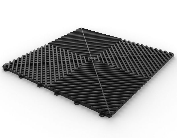 Floor Tile Vented Water Black - Чорна решітка модульної підлоги