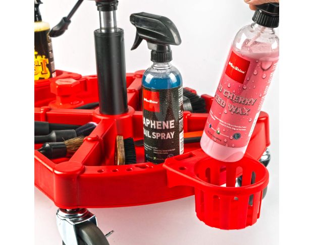 MaxShine Car Detailing Rolling Stool - Стілець на колесах, з полицею під пляшки та аксесуари