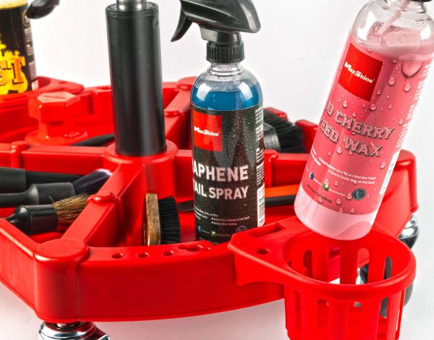 MaxShine Car Detailing Rolling Stool - Стілець на колесах, з полицею під пляшки та аксесуари
