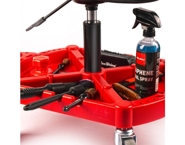 MaxShine Car Detailing Rolling Stool - Стілець на колесах, з полицею під пляшки та аксесуари