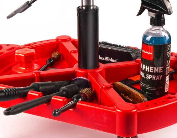 MaxShine Car Detailing Rolling Stool - Стілець на колесах, з полицею під пляшки та аксесуари