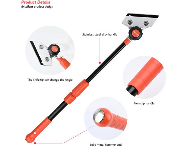 FOSHIO Extendable Cleaning Scraper - Скребок на выдвижной ручке 40-58 cm